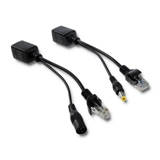 Kabel adapter zasilania PoE Qoltec LAN | RJ-45 | 5.5*2.1 mm