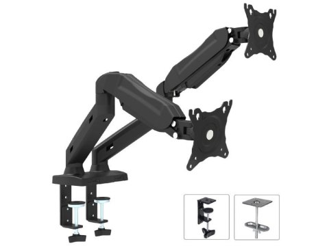 Uchwyt na 2 monitory Maclean MC-861 13"-27" 8kg x2 (16kg) czarny